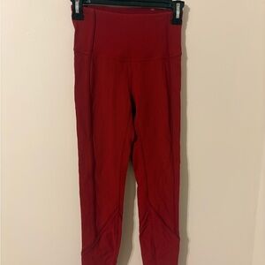 High-Waist Ribbed Red Lululemon Leggings
